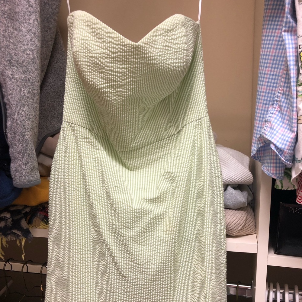 Green seersucker dress
